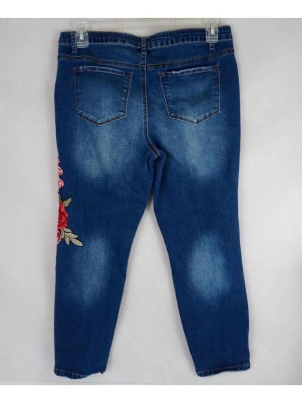 Elite Jeans Ripped Distressed Floral Patch Straight Leg Jeans Size 13/14